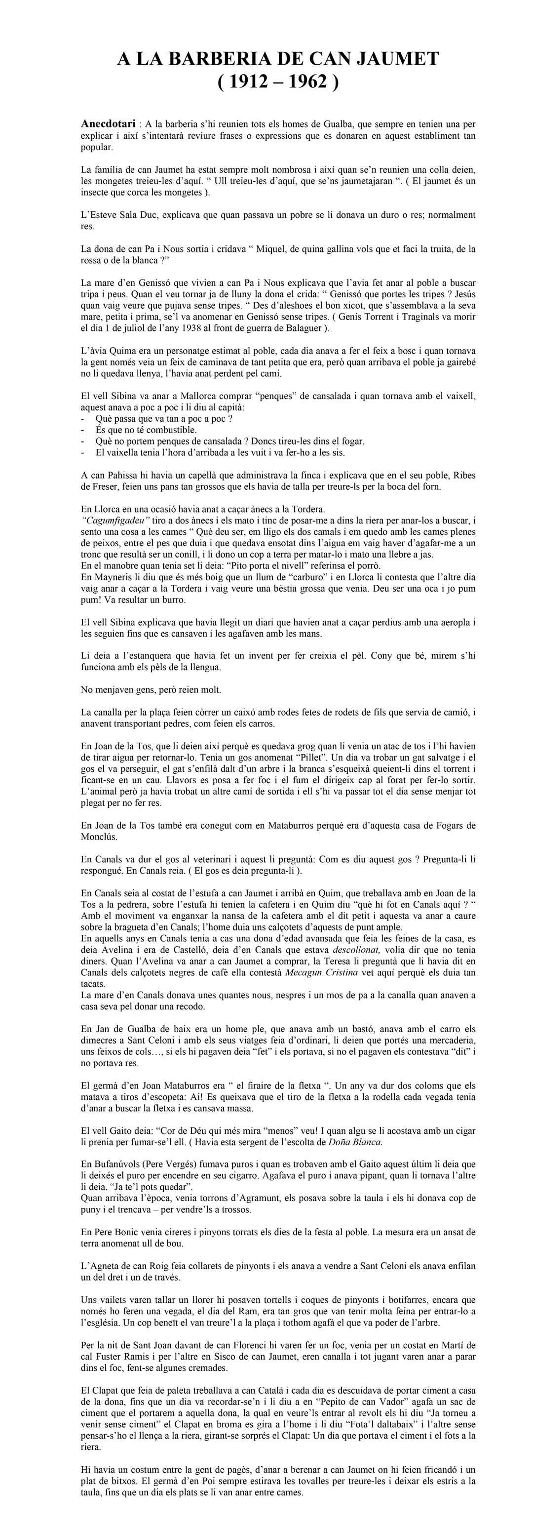 A la Barberia de Can Jaumet